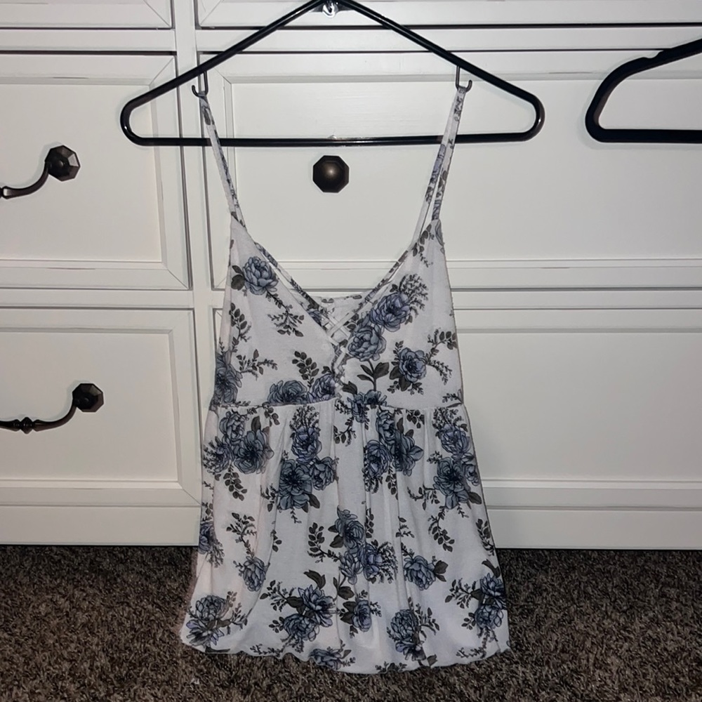 White Floral Tank Top